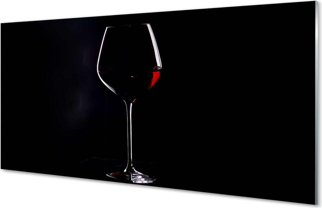 Glasbilder 100x50 Wandkunst Schwarzer Hintergrund mit einem Glas Wein
