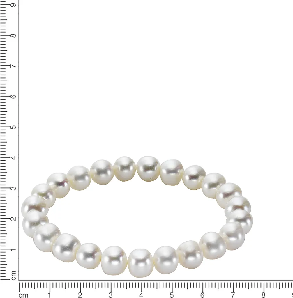 Treasure Bay Bracciale Con Perle D'Acqua Dolce 7-8 Mm - 18 Cm - Elastico - Elegante Con Confezione Regalo