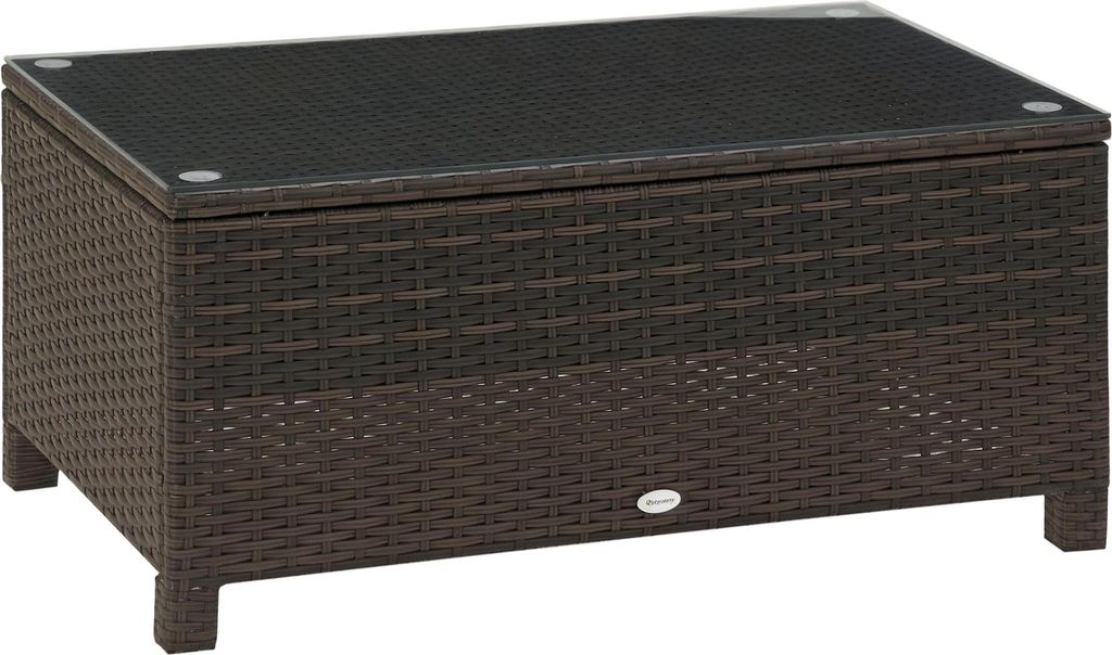 Garten Beistelltisch Couchtisch Gartentisch Balkontisch Polyrattan Braun 85 x 50 x 39 cm
