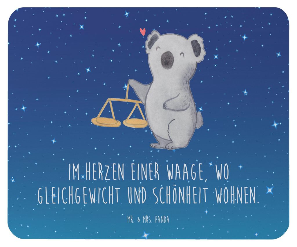 Mr. & Mrs. Panda Mouse Pad Waage Astrologie - Sternenhimmel Blau - Geschenk, Sternzeichen, mausteppich, Geburtstagsgeschenk, Mousepad, Tierkreiszei...