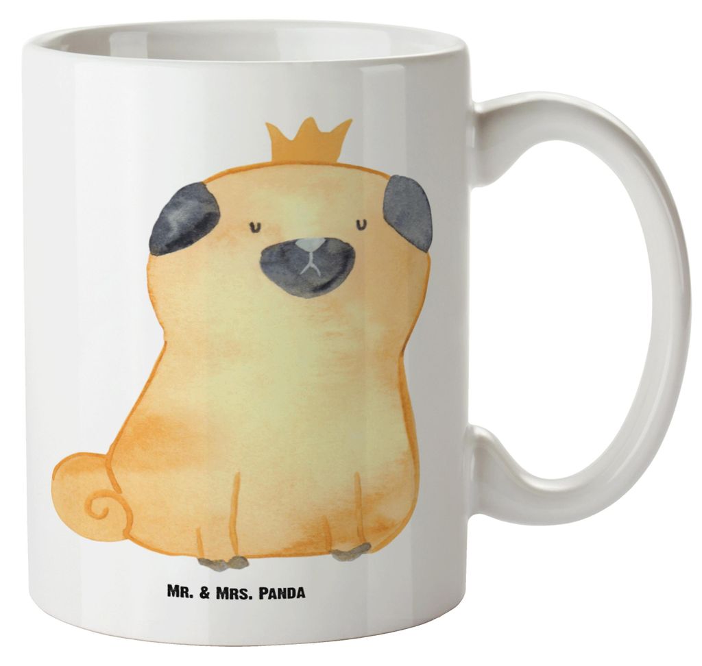 Mr. & Mrs. Panda Große Teetasse Mops Krone - Weiß - Produktbild 