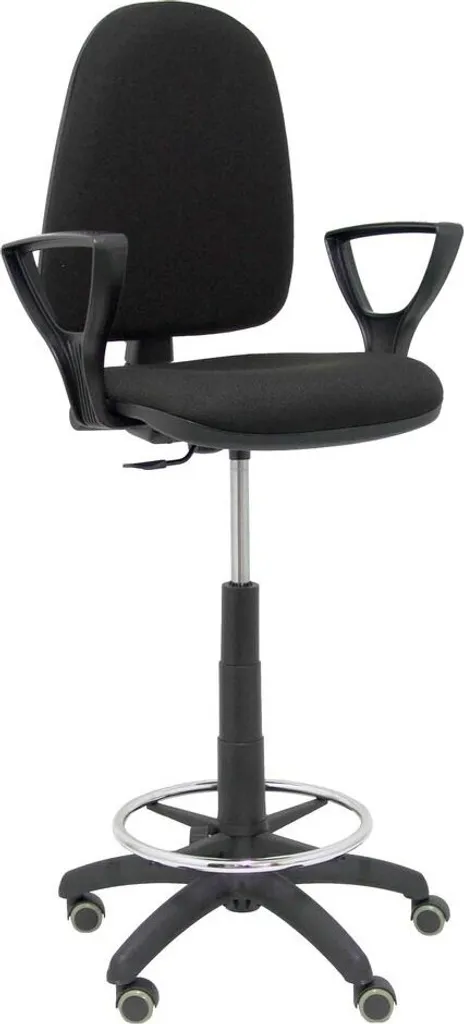 Ayna Bali Tabouret de Bureau Noir avec Bras Fixes et Roues Parquet
