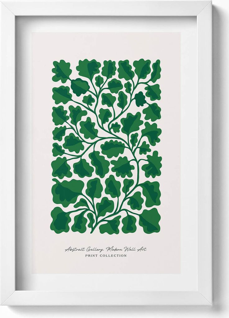 Pflanzen und Blumen Illustration– Wandbild mit Rahmen – Gerahmtes Bild – Wanddekoration – 20x30 cm – Weiß