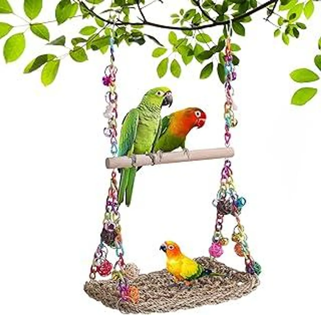 Accessori Gabbia Uccelli: Parco Giochi con Altalena per Pappagallini