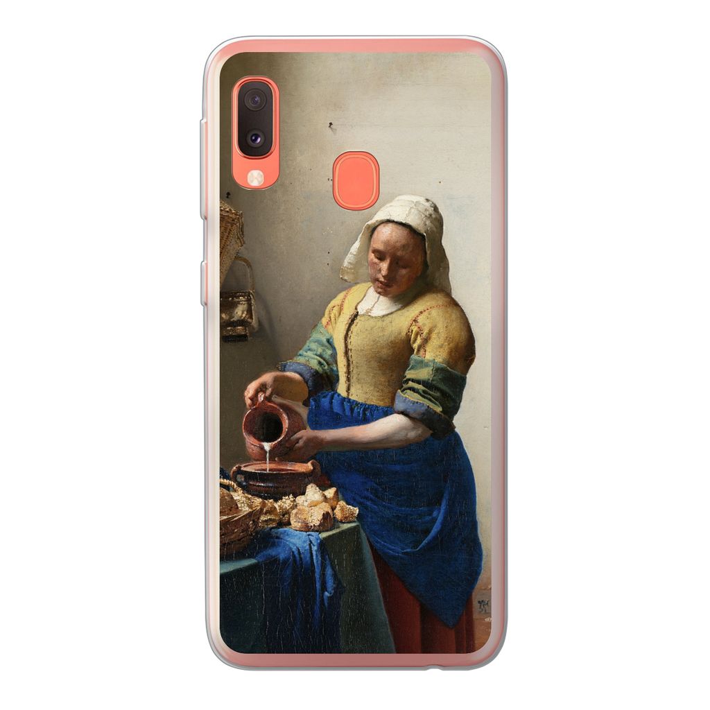 MuchoWow Handyhülle Schutzhülle Hülle für Samsung Galaxy A20e Das Milchmädchen - Vermeer - Alte Meister Silikon Softcase Handy Hülle - Abde...