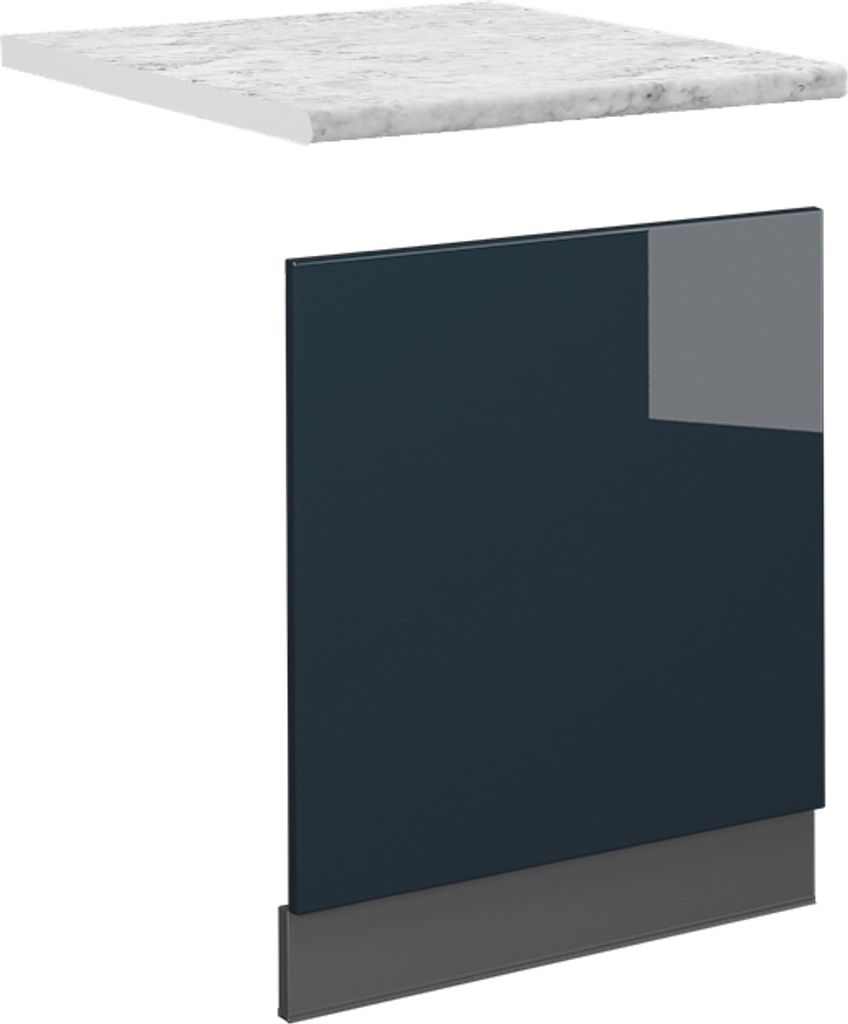 Frontblende Vicco Fame-Line Dunkelblau Hochglanz 60 cm , AP Marmor, Model 49690