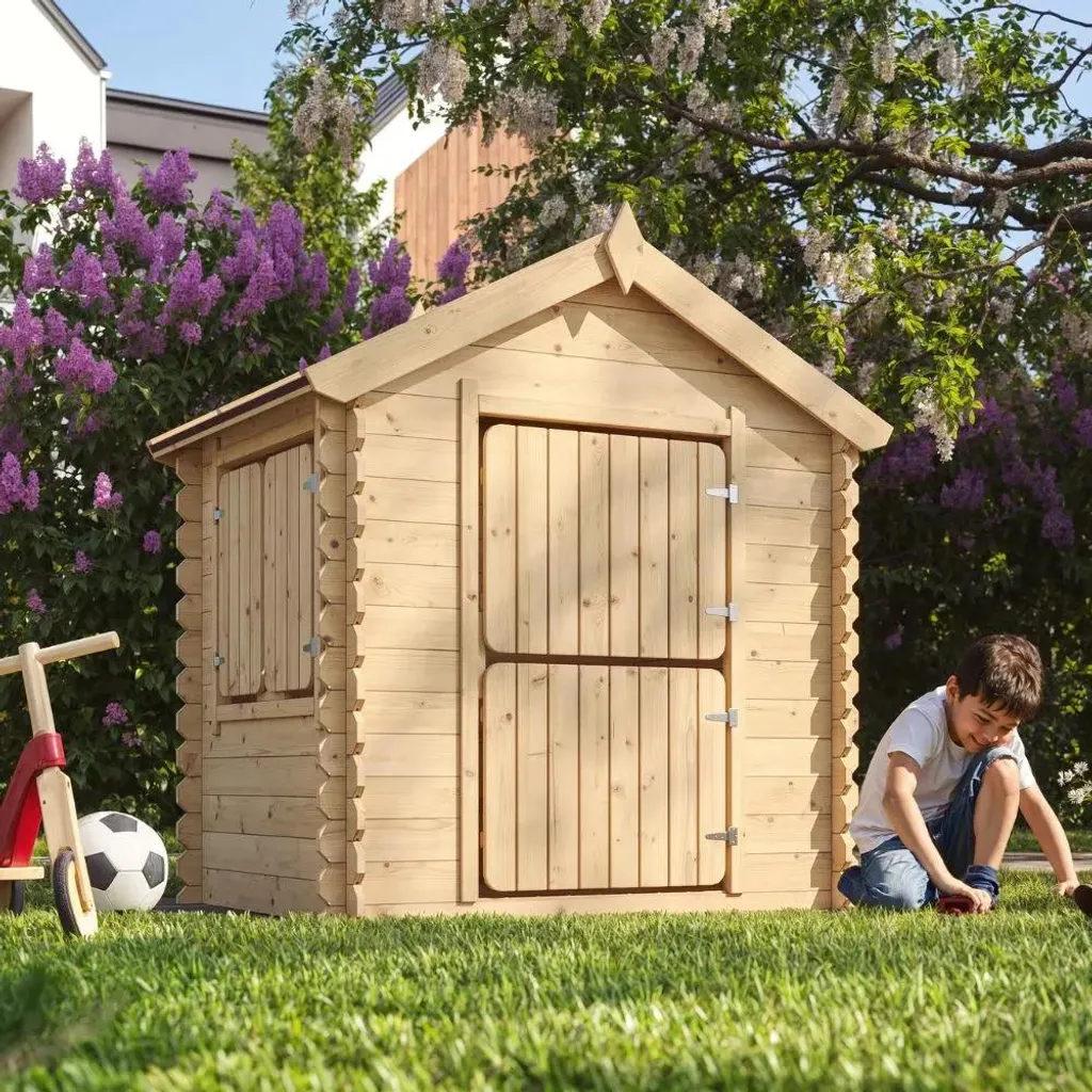 Maison de jeu bois enfants Timbela 1.1m2 - Cabane avec toit et plancher