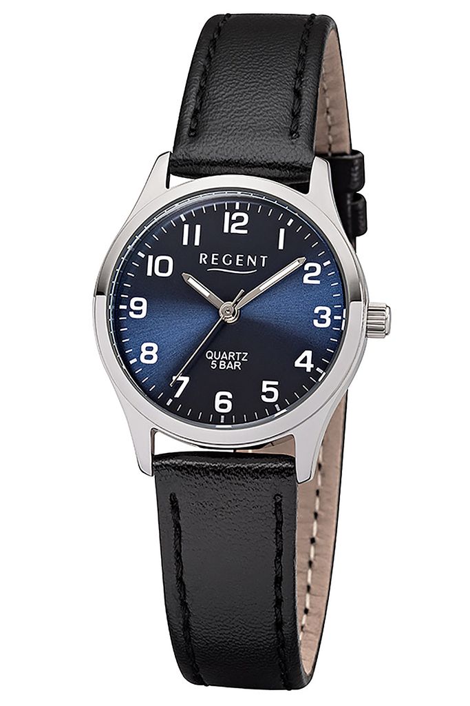 Regent Montre femme élégante analogique bracelet cuir noir Image du produit 