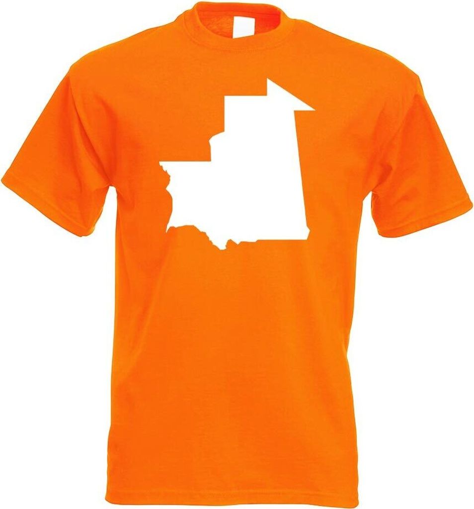 Kiwistar - T-Shirt - orange - Mauretanien Umriss Kontur Herren Funshirt Bedruckt Design Sprüche Spruch Motive - mit Motiv Bedruckt - Funshirt Desi...