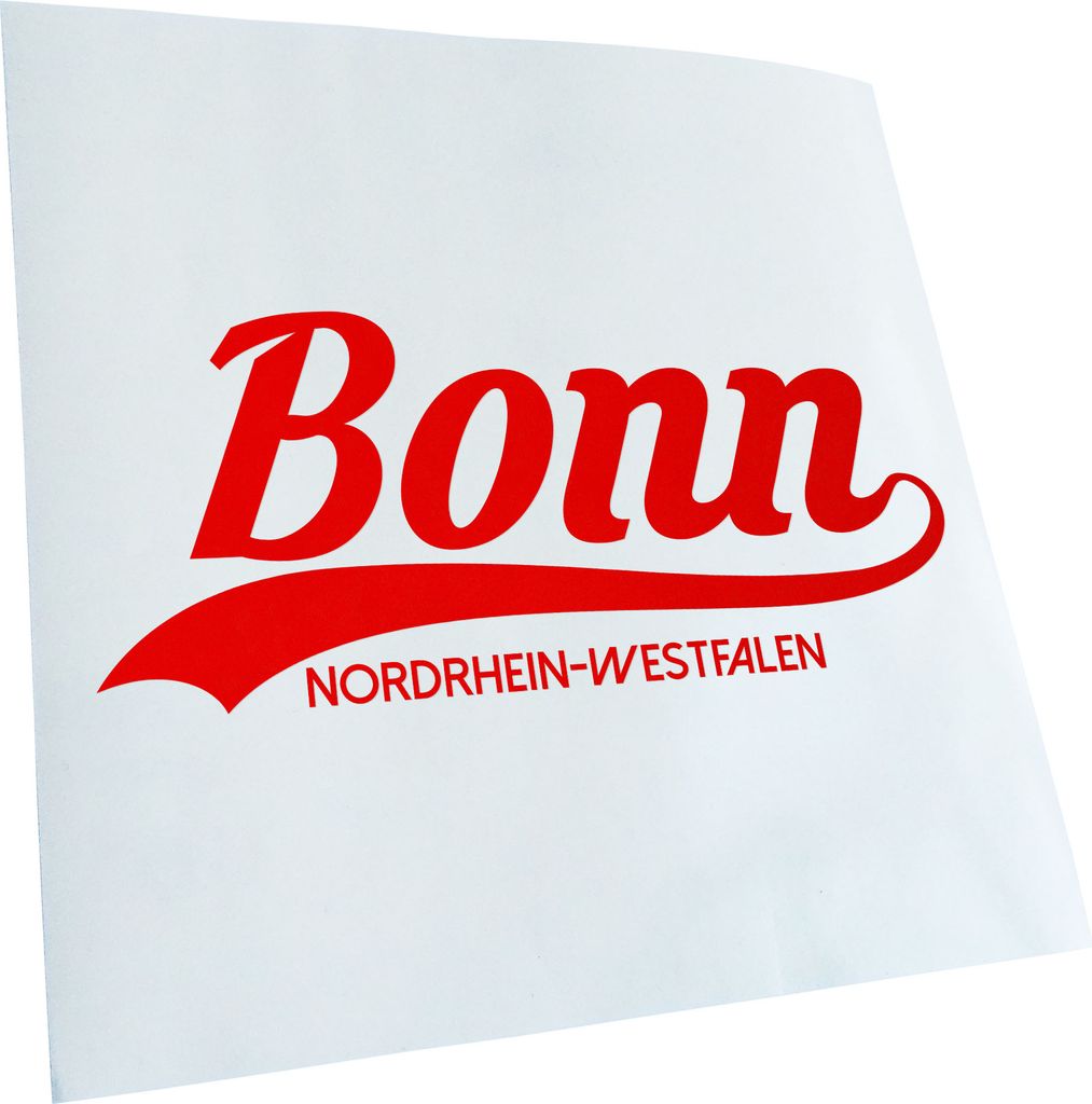 Kiwistar - Autoaufkleber - Bonn Nordrhein-Westfalen - Rot - 30x13cm - Aufkleber für Auto, Laptop, Fahrrad, LKW, Motorrad mehrfarbig JDM Decal Racing