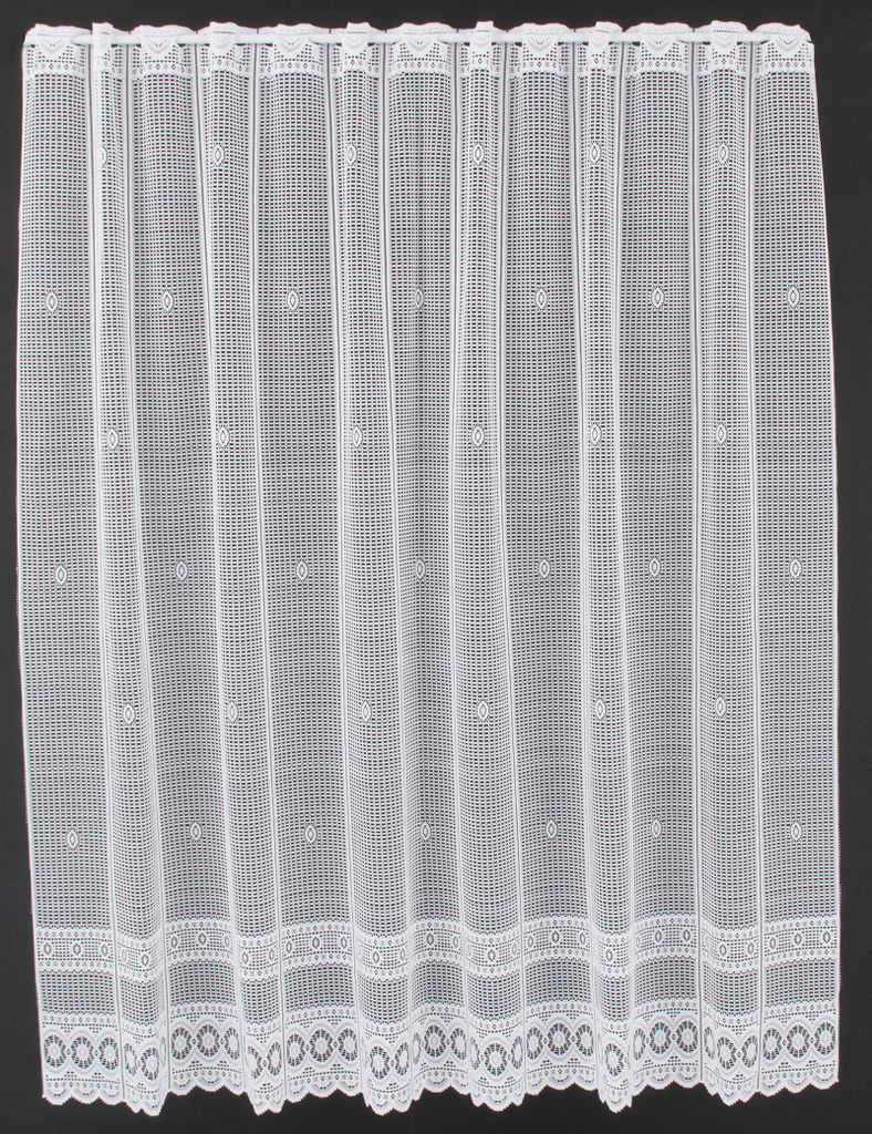 Gardinen Kranzusch Scheibengardine Jacquard gebogt Abschluss 150x50 cm H/B weiß Bistrogardine Vorhang Küche 1er Pack