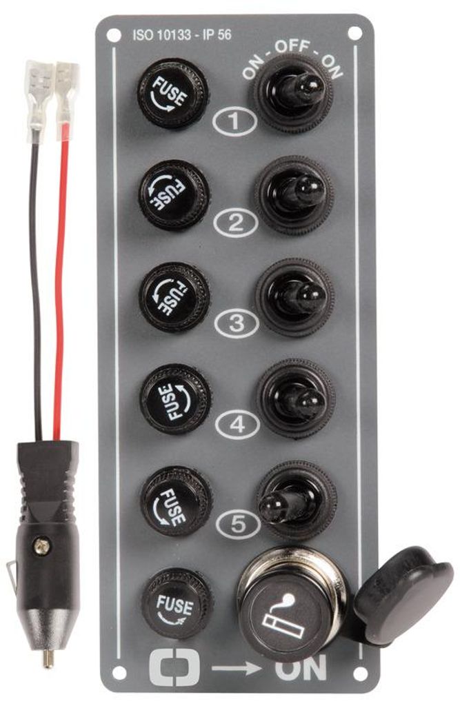 Elektrisches Bedienfeld 5 Schalter + Zigarettenanzünder - Osculati 14.703.00