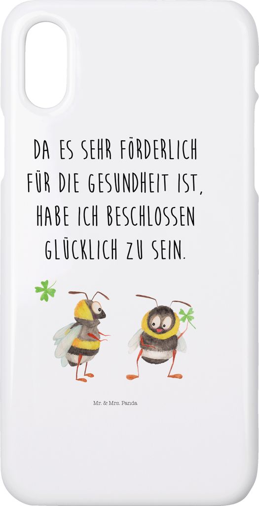 Mr. & Mrs. Panda Iphone 10 Handyhülle Hummeln Kleeblatt - Weiß - Geschenk, Handy, glücklich sein, Biene, X, Spruch Positiv, Hummel, Deko, Hülle...