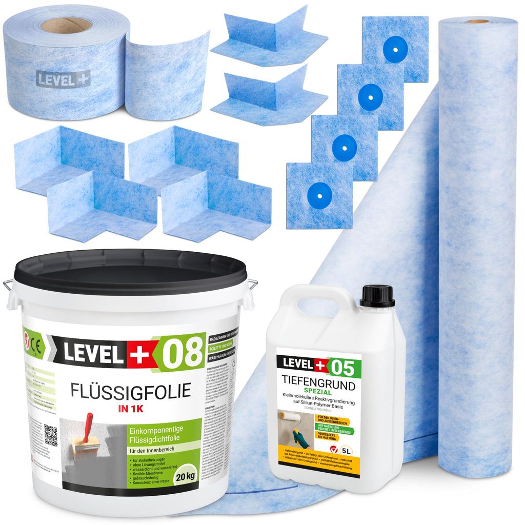 Dicht-Set Abdichtung Bad Dusche 20Kg Flüssigfolie Dichtbahn Produktbild 