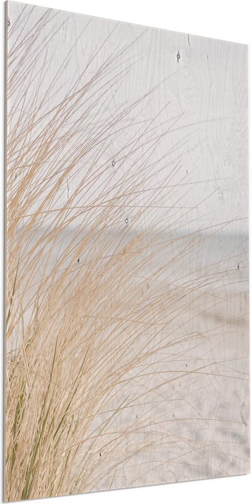 DEQORI Holzbild 60x90 cm 'Windspiel am Strand' Bild auf Holz Wandbild Kunstdruck
