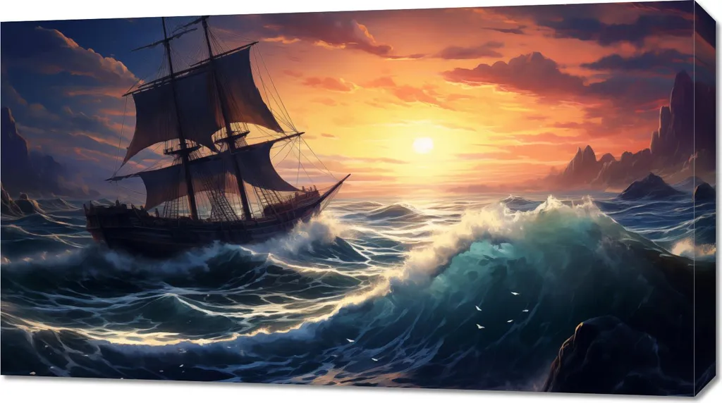 Quadro 90x50 Onde Oceano - Forza e Movimento per Pareti Moderne