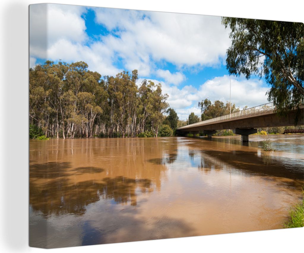 OneMillionCanvasses - Leinwandbilder - 140x90 cm, Brücke über den Murray River in Australien, Wandbilder Kunstdruck Wanddekoration - Foto auf L...