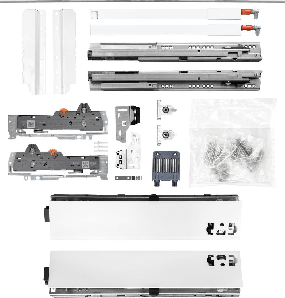 BLUM Schubladenschienen TANDEM-Höhe 83 m. Reling 227mm 30kg, NL350 weiß KB1400mm