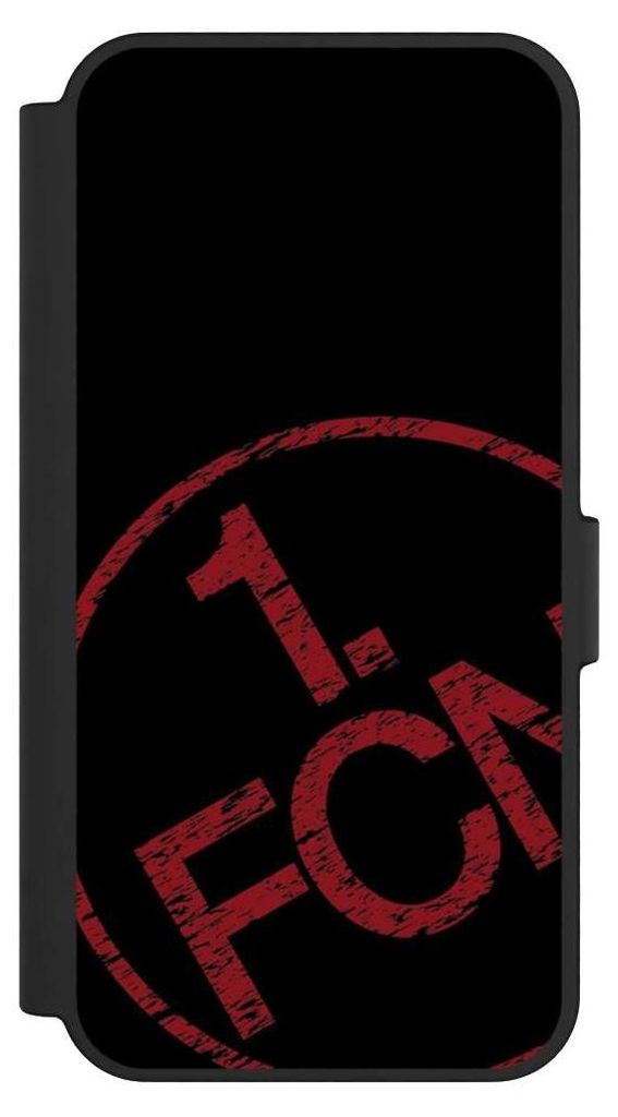 NIVOCASE Klapphülle für Samsung Galaxy S24 FE 5G Handyhülle aus Kunst Leder NIVOflip schwarz 1. FCN Fanartikel Textur