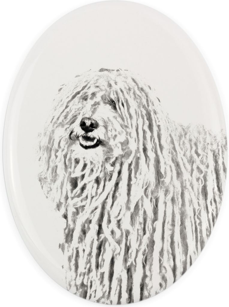Puli - Gedenktafel mit einem Foto eines Hundes, Grabplatte mit Druck, personalisierte ovale Platte der Marke Art-Dog