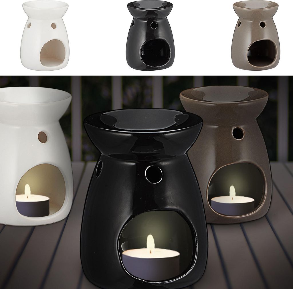 Duftlampe 3er Set Keramik H11cm schwarz beige weiß Produktbild 