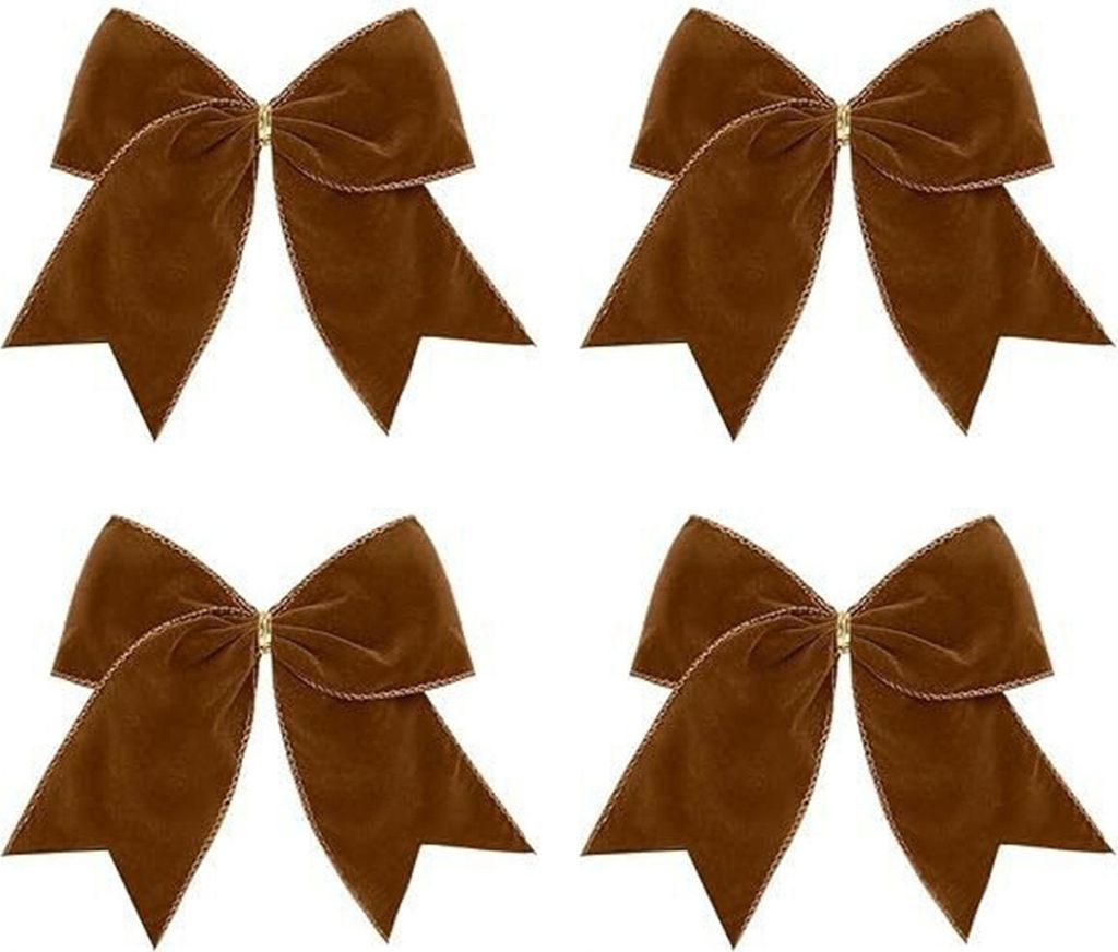 4/12 Stück große Weihnachtsschleifen aus Samt, Vintage-Stil, einfarbig, zum Aufhängen, für drinnen und draußen, Weihnachtsfeier, Kranz, Baumsc...