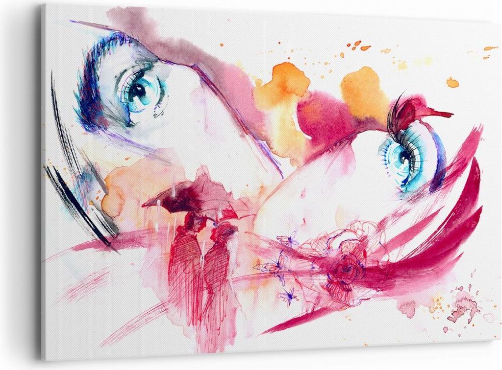 Bild auf Leinwand - Leinwandbild - weiblich Blume Sommer Flitterwochen - 100x70cm - Wand Bild - Wanddeko - Leinwanddruck - Bilder - Kunstdruck - Le...