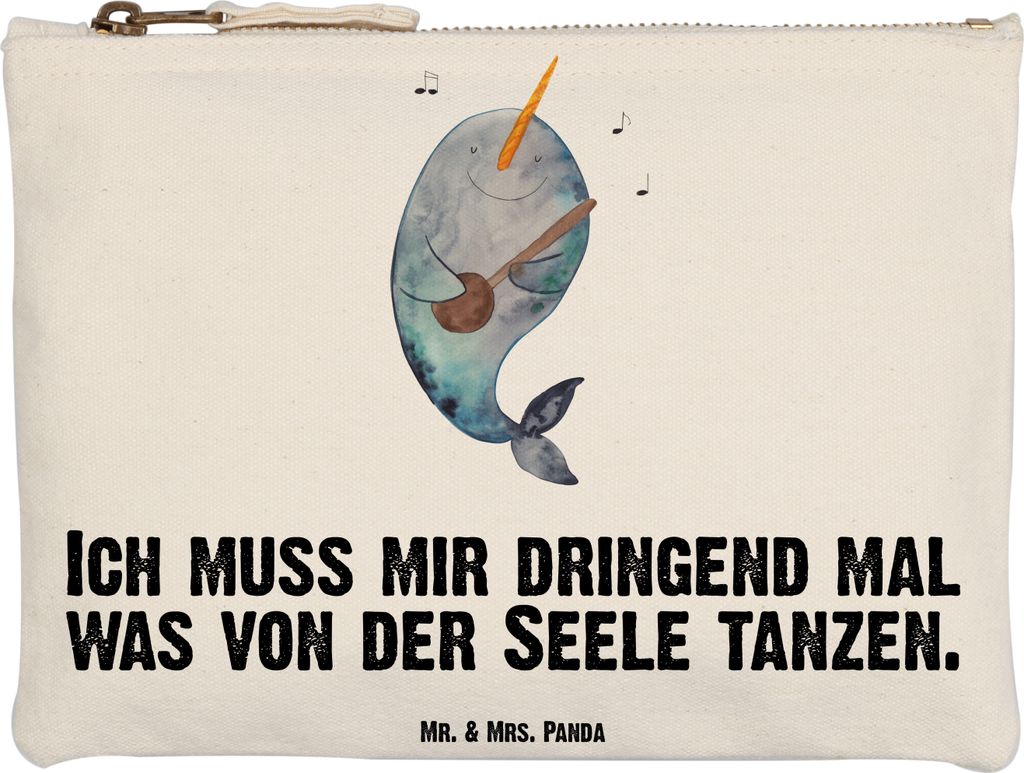 Mr. & Mrs. Panda Kulturbeutel Narwal Gitarre Grösse XL Große - Weiß - Geschenk, Kosmetikbeutel, Probleme, Meer, Problemlösung, Wal, Tanzen, Sch...