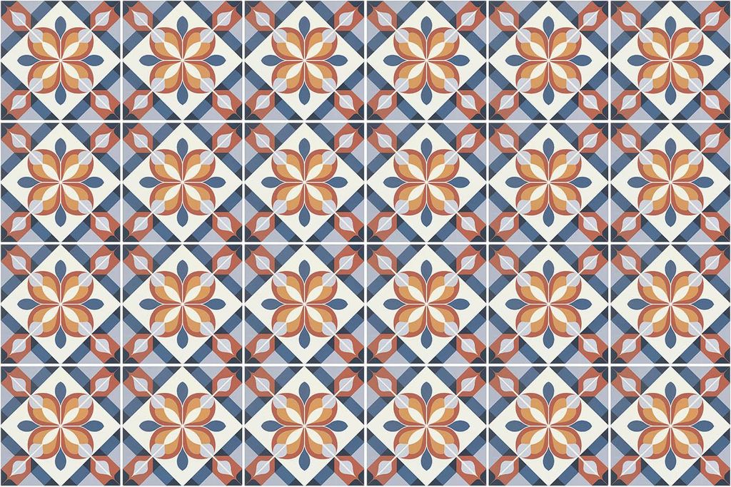 Fliesenaufkleber 20 x 20 cm – 24 Stück – Selbstklebend – Wasserfest – Pflegeleicht – Hitzebeständig – Für Küche & Bad – Blumenmot...