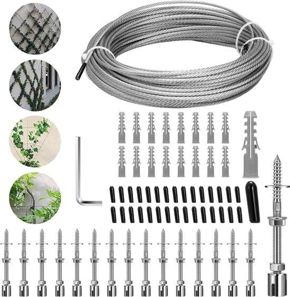 Treillis à Câble en Acier Inox pour Mur de Jardin et Plantes Grimpantes