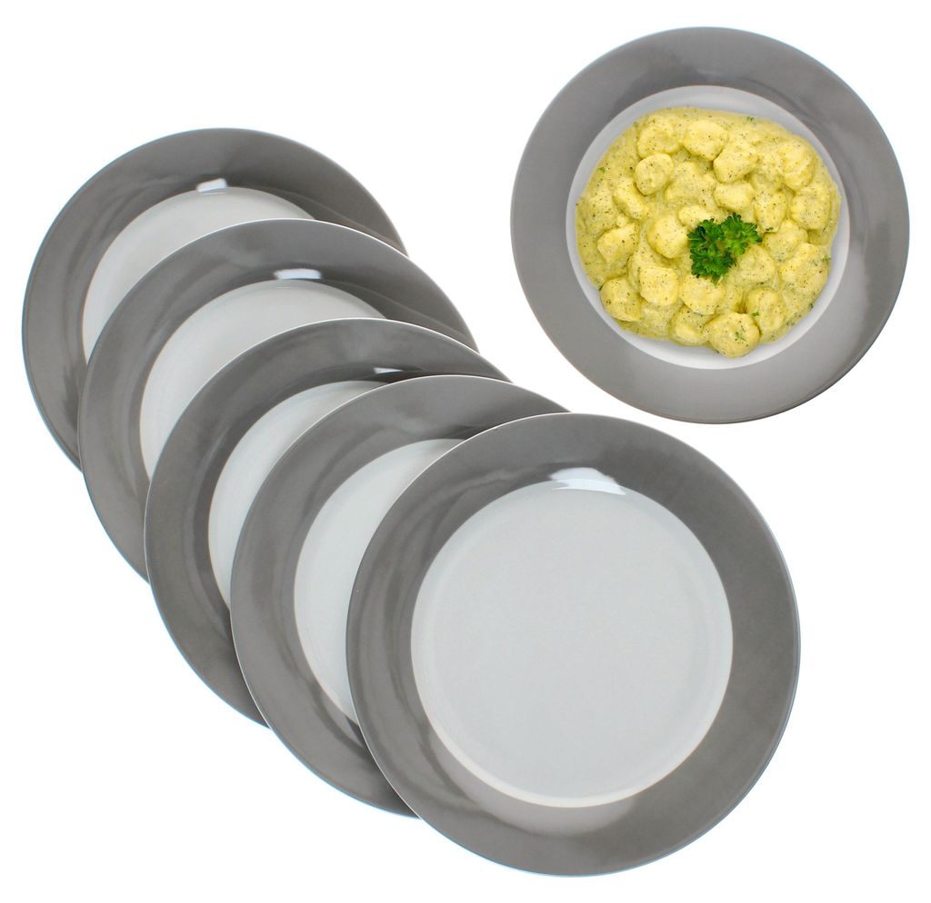 6er Set Variant Grau Speiseteller Ø27cm bunte große Produktbild 