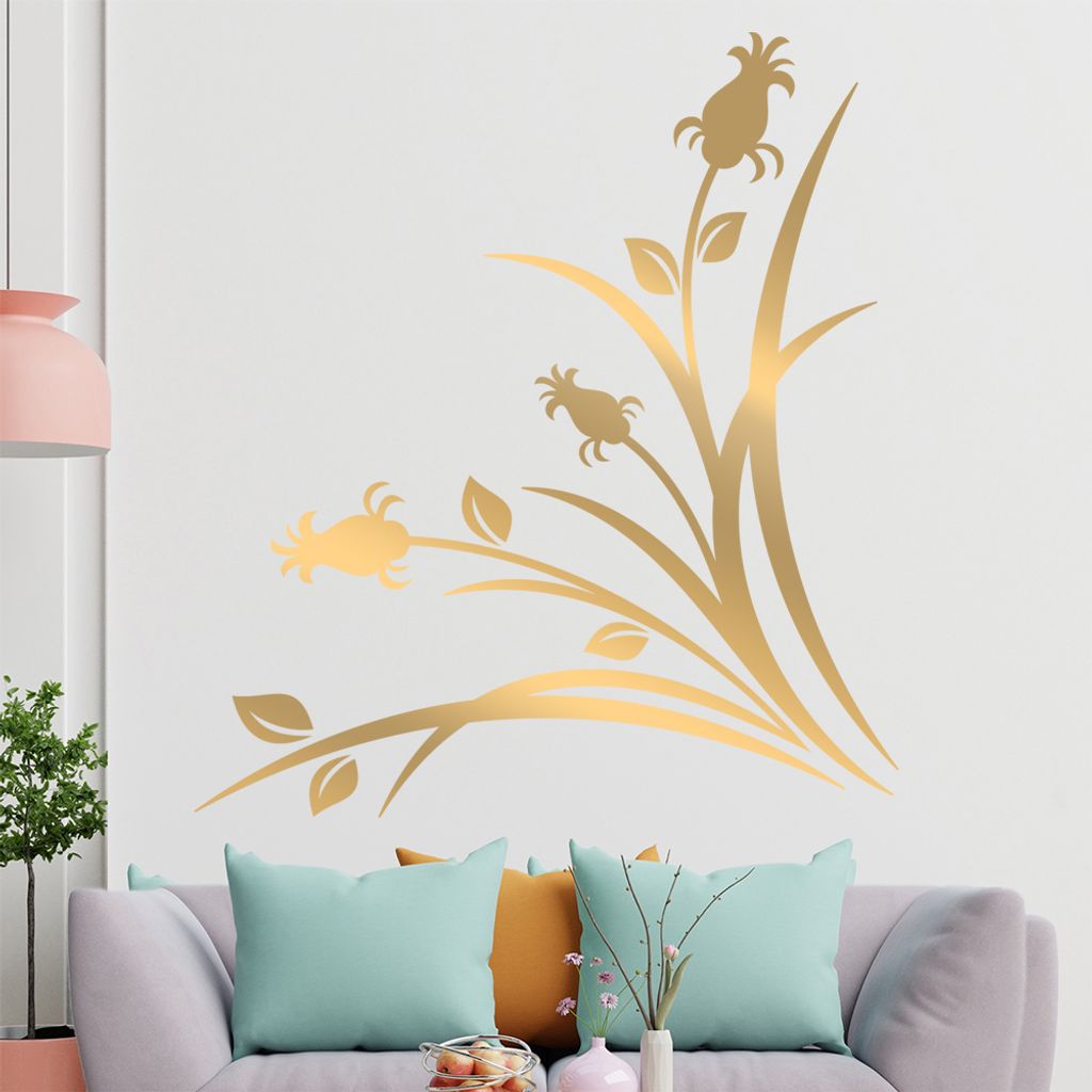 Ornamente - Blumen - Blüten Wandtattoo in 6 Größen - Wandaufkleber Wall Sticker - Dekoration, Küche, Wohnzimmer, Schlafzimmer, Badezimmer