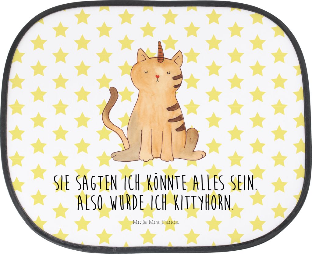 Mr. & Mrs. Panda Autoscheiben Sonnenschutz Einhorn Katze - Weiß - Geschenk, Unicorn, saugnapf, Auto, Mieze, Fenster, Regenbogen, Glitzer, Seitlich...