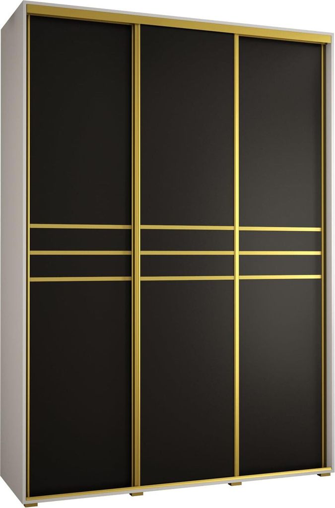 MEBLE KRYSPOL Davos 10 Schrank, drei Türen - 235,2x170x60 cm - Weiß Schwarz Gold