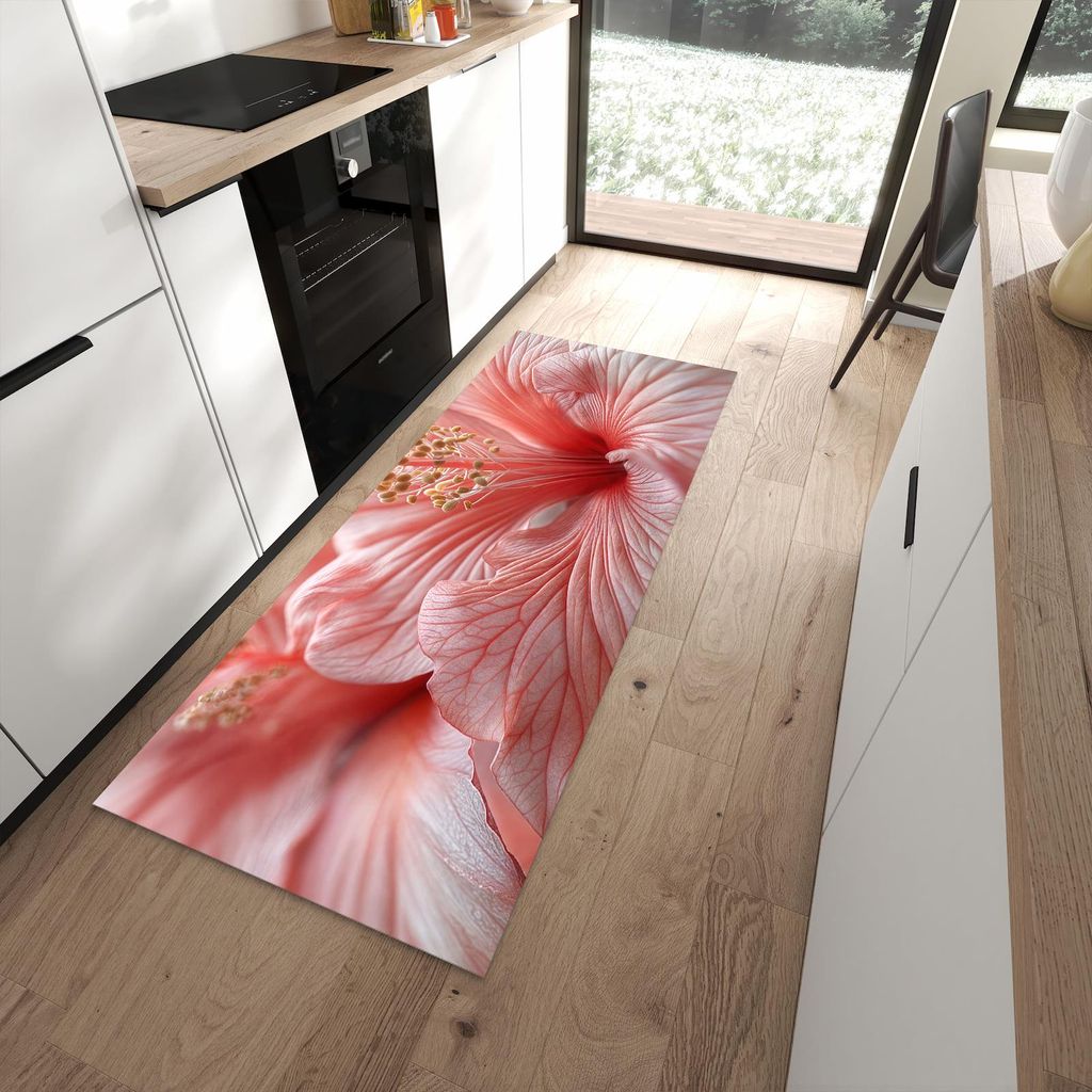 Küchenteppich 80x200cm rutschfest & abwischbar PVC Läufer - Blumenzauber