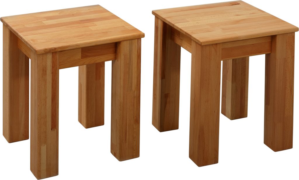 Krok Wood 2x Hocker Bonn aus Massivholz in Buche 35x35x45 Produktbild 