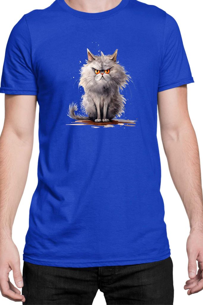 Herren T-Shirt Funny Cats Breeds Persian Cat, Man 3XL / Blau