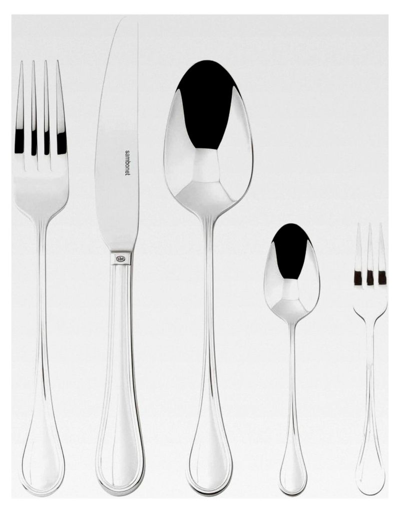 Edelstahlgeschirrset 18/10 für 6 Personen, 30-teilig: 6 Gabeln, 6 Löffel, 6 Messer, 6 Teelöffel, 6 Dessertgabeln, spülmaschinenfest, Gold