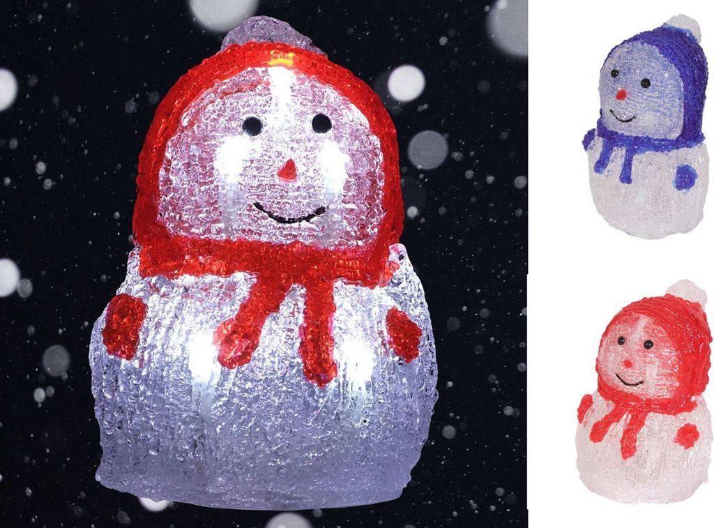 LED-Acryl-Schneemann 16x11cm Winterdeko Weihnachtsdeko Weihnachtsfigur Dekofigur