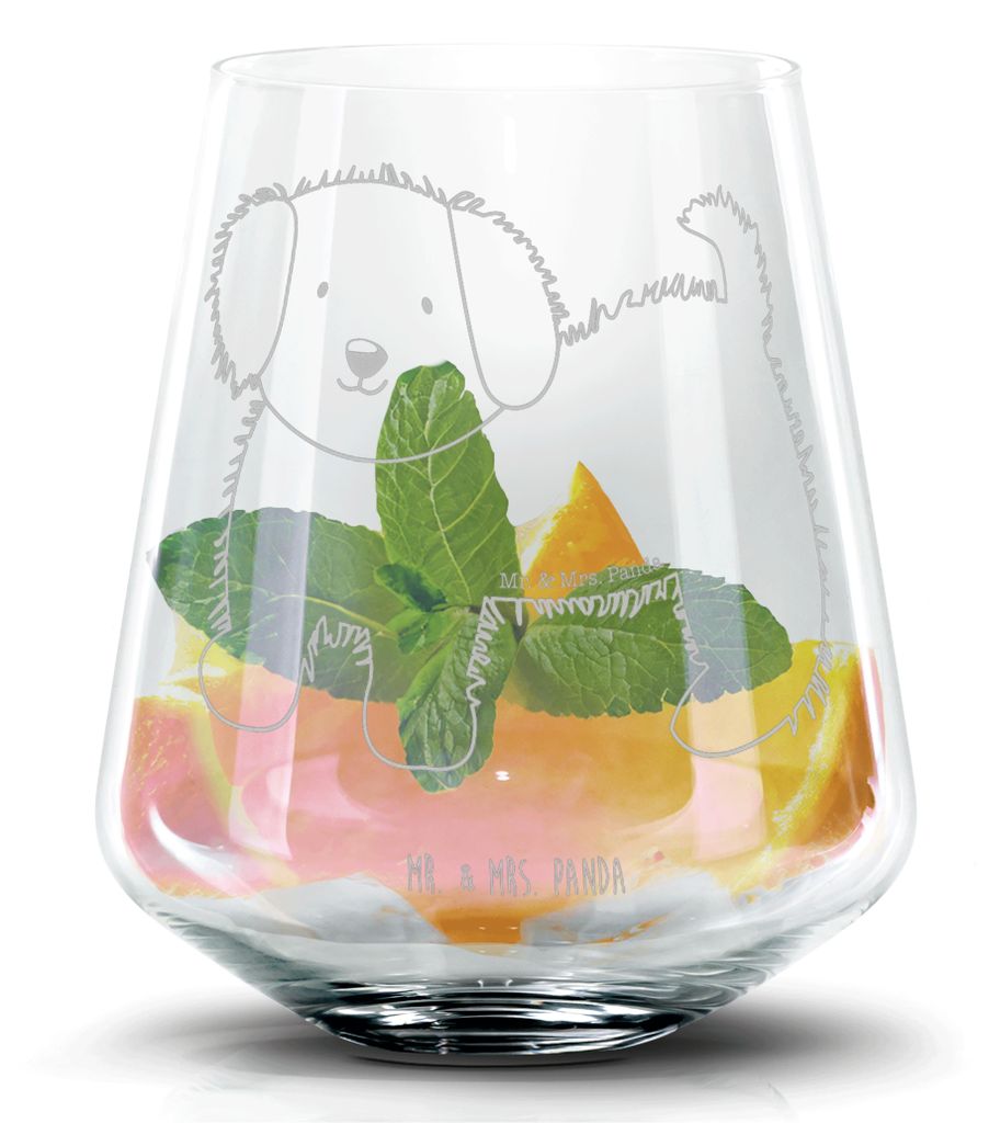 Mr. & Mrs. Panda Tumbler Hund Flauschig - Transparent - Geschenk, Niedlich, Martiniglas, Whiskyglas, Cocktailglas, Sprüche, Trinkglas, Gin Glas, H...