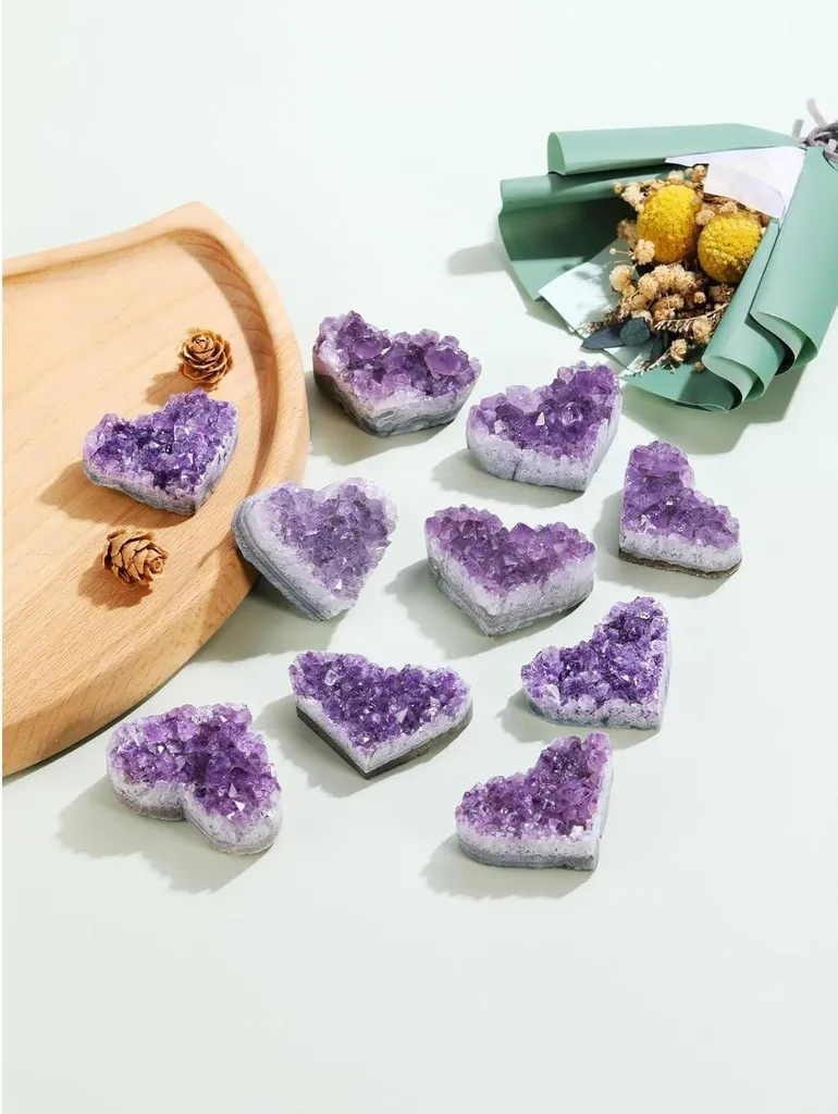 Cœur Améthyste pour Méditation et Déco Zen - Cristal de Roche 5cm