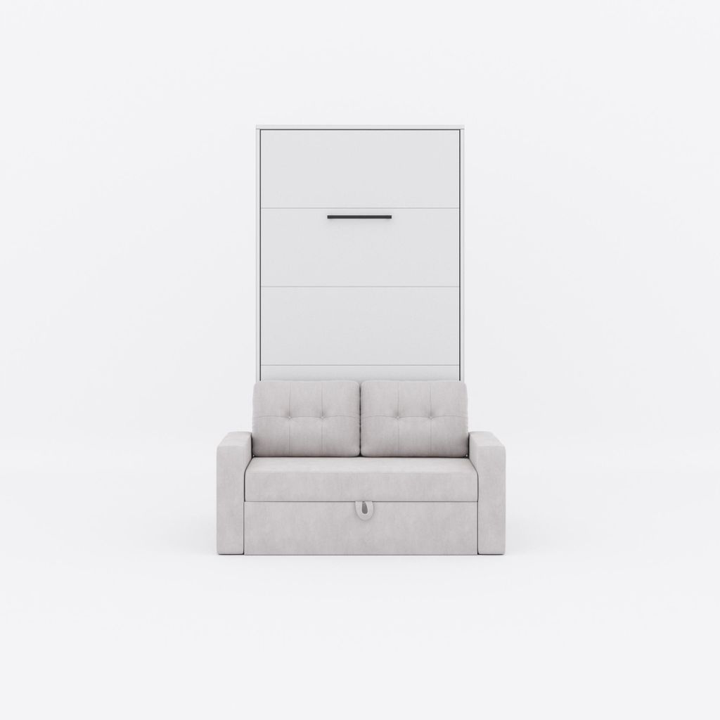Schrankbett M3 Vertikal 100x200 cm mit Sofa Weiss