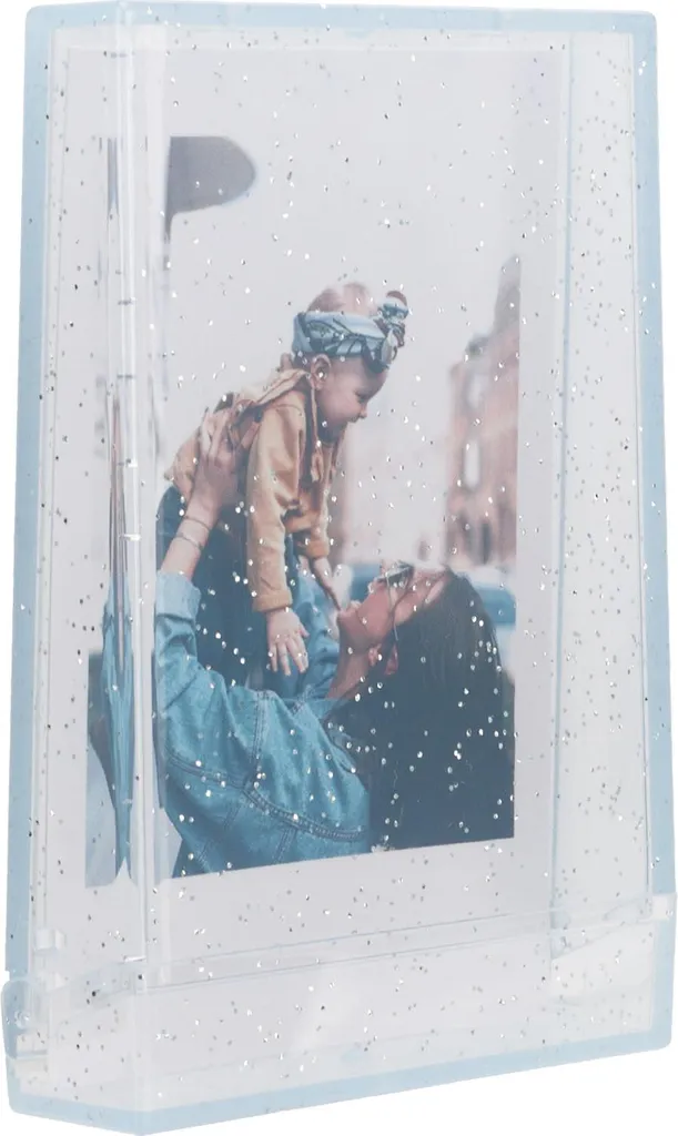 Portafoto Rigido PC 3 Pollici Blu Glitter - Scatola Protettiva Istantanee