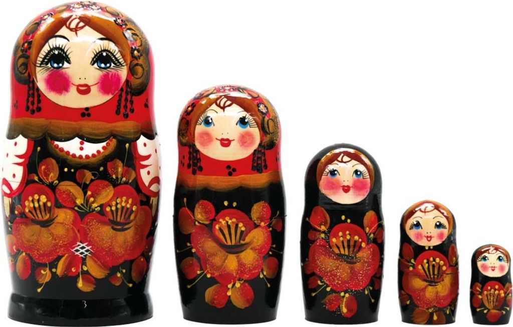 Matrjoschka Fantasie 5 Holzpuppen Höhe 18 cm Matröschka Produktbild 