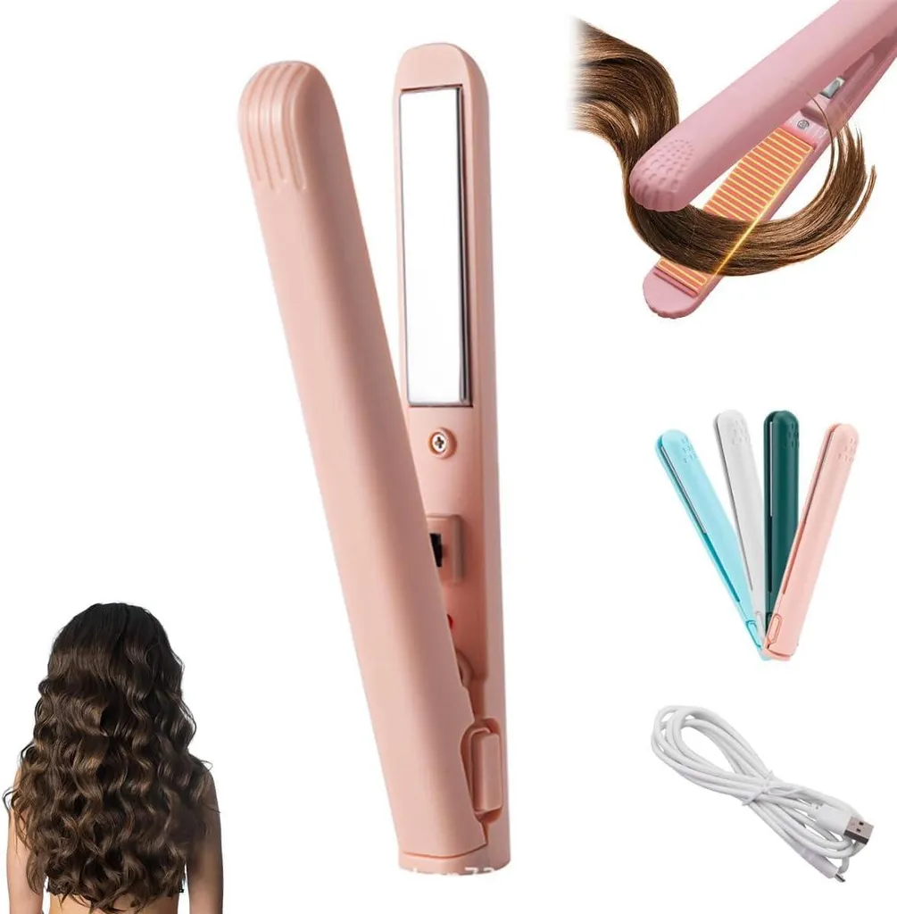 Mini ferro arricciacapelli con doppio scopo per capelli corti Raddrizzatore da viaggio per donne e uomini, mini ferro arricciacapelli per capelli lucidi