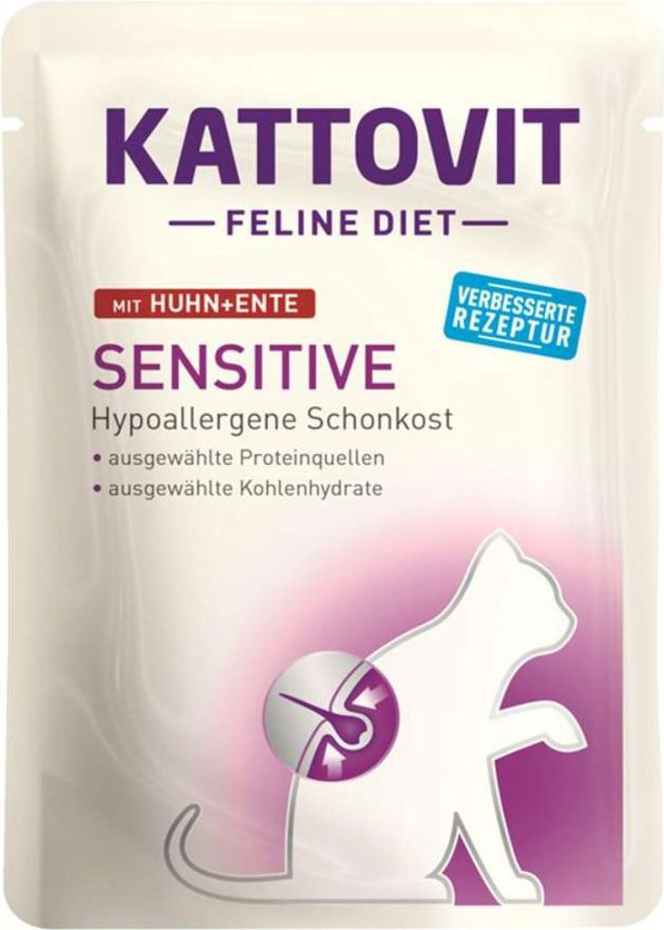 Kattovit - Feline Diet Pouchbeutel Sensitive 24x85g | Huhn & Ente