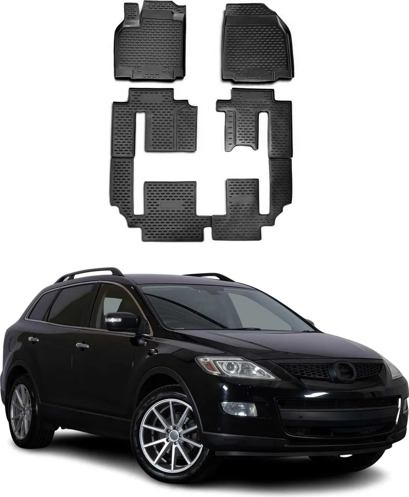 Premium Tappetini TPE Nero Mazda CX-9 (2006-2017) - Kit 6 Pezzi