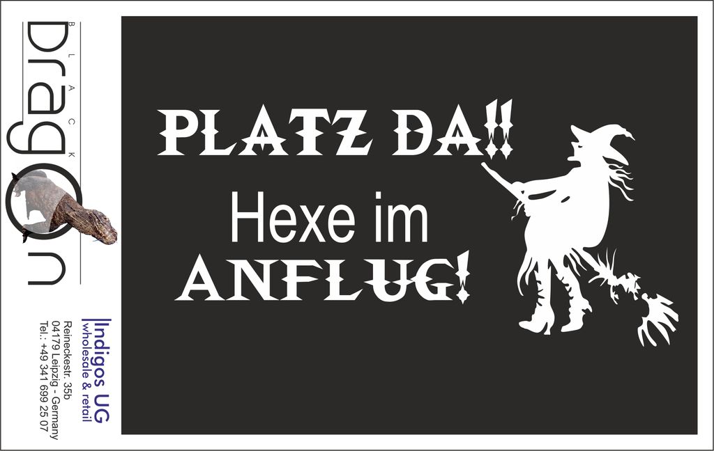 Aufkleber / Autoaufkleber - JDM / Die cut / Auto / OEM - Platz da!! Hexe im Anflug! - 210x100mm weiß - Heckscheibe / Heckscheibenaufkleber