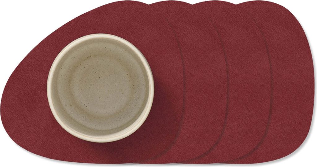 LIND DNA Untersetzer Nupo - Leder - Rot - 13 x 11 cm - 4 Stück