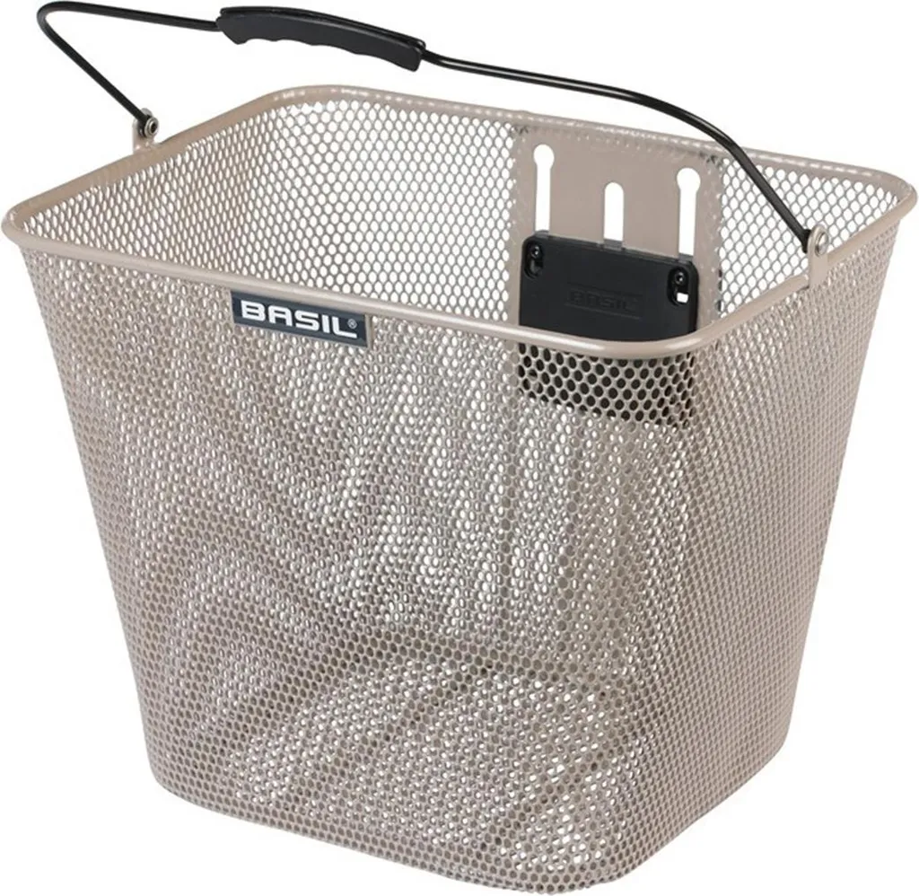 Panier Vélo Basil Bilbao KF Argenté : Transport Sécurisé et Amovible